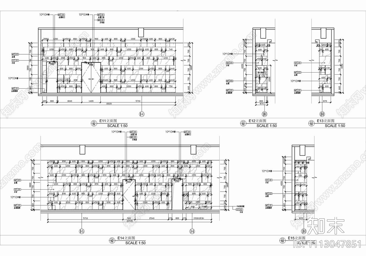 1300㎡办公楼大堂电梯厅CAD施工图cad施工图下载【ID:1113047851】