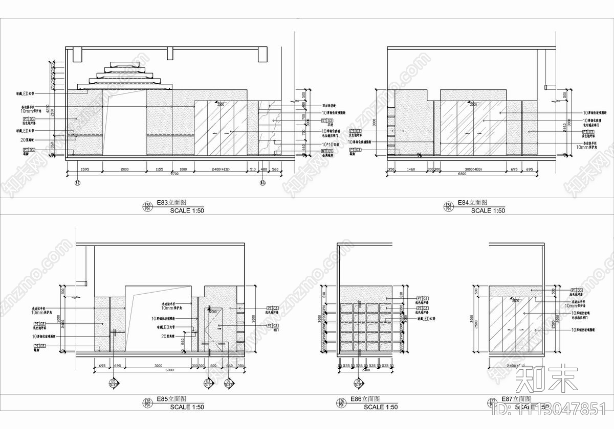 1300㎡办公楼大堂电梯厅CAD施工图cad施工图下载【ID:1113047851】