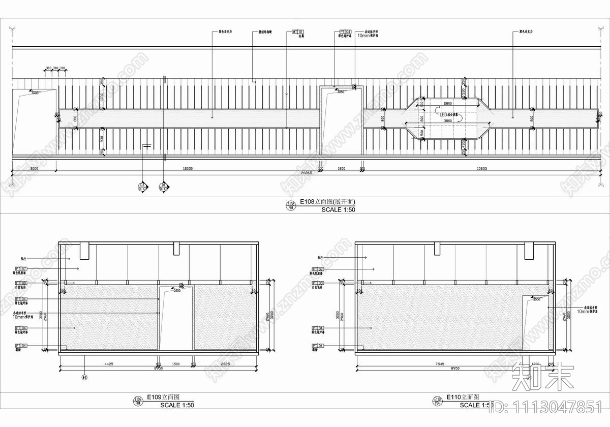 1300㎡办公楼大堂电梯厅CAD施工图cad施工图下载【ID:1113047851】