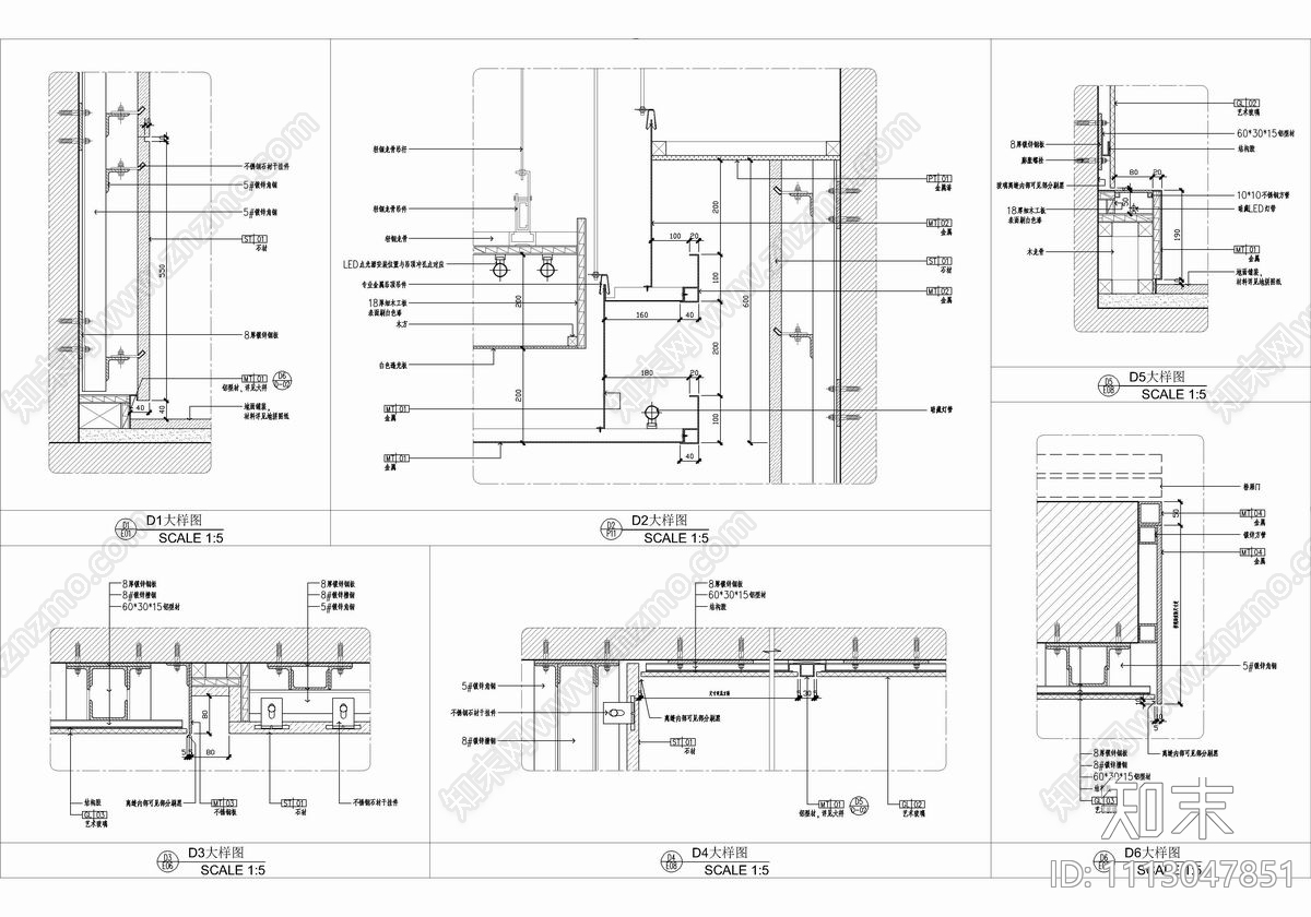 1300㎡办公楼大堂电梯厅CAD施工图cad施工图下载【ID:1113047851】