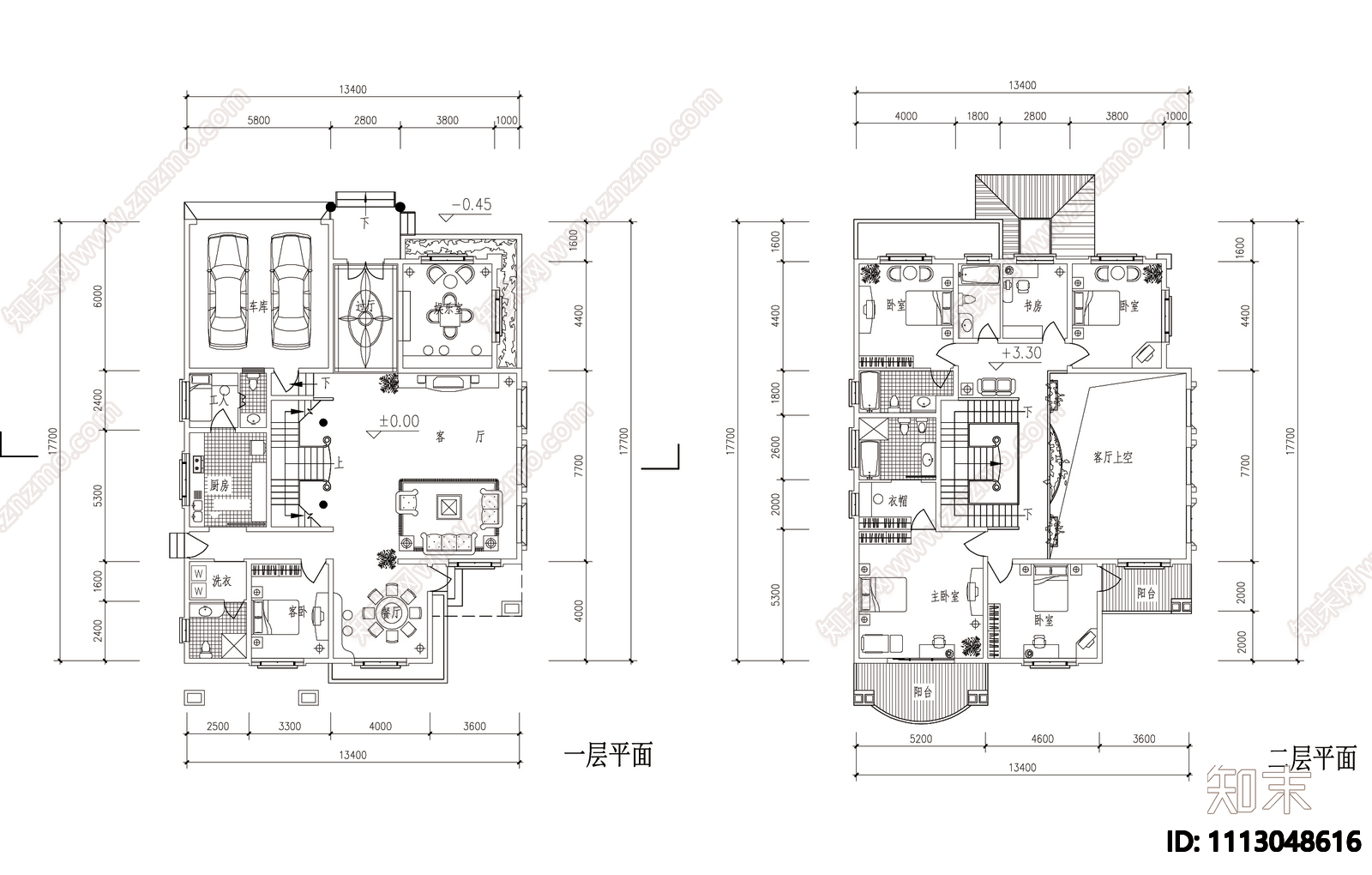 七套300-400㎡别墅平立剖图施工图施工图下载【ID:1113048616】