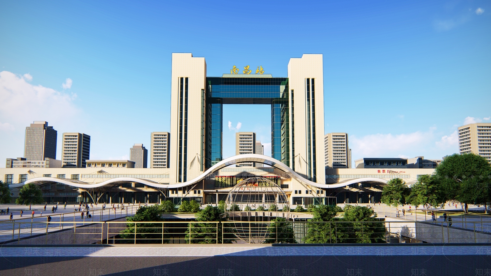 现代火车站SU模型下载【ID:1113050101】