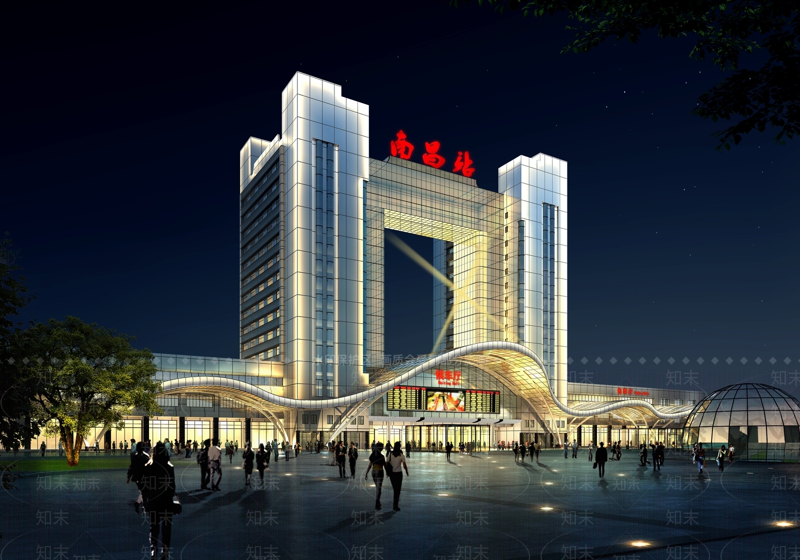 现代火车站SU模型下载【ID:1113050101】