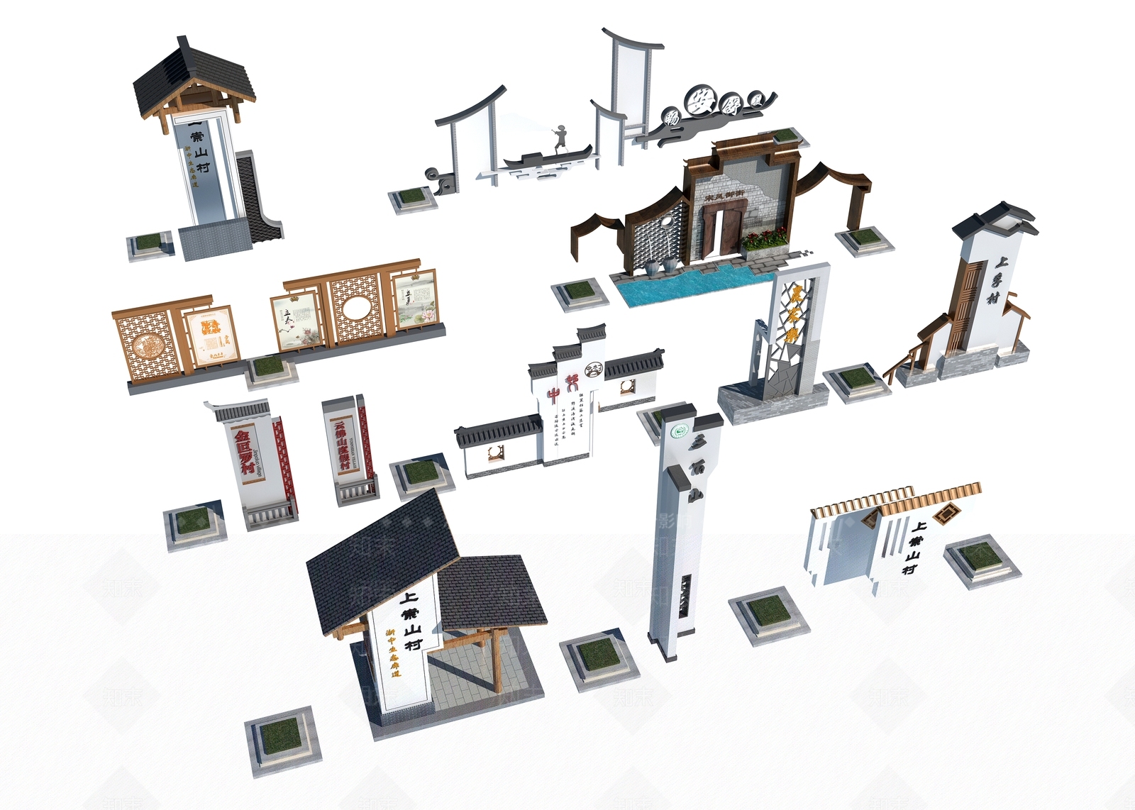新中式广告指示牌3D模型下载【ID:1113061375】