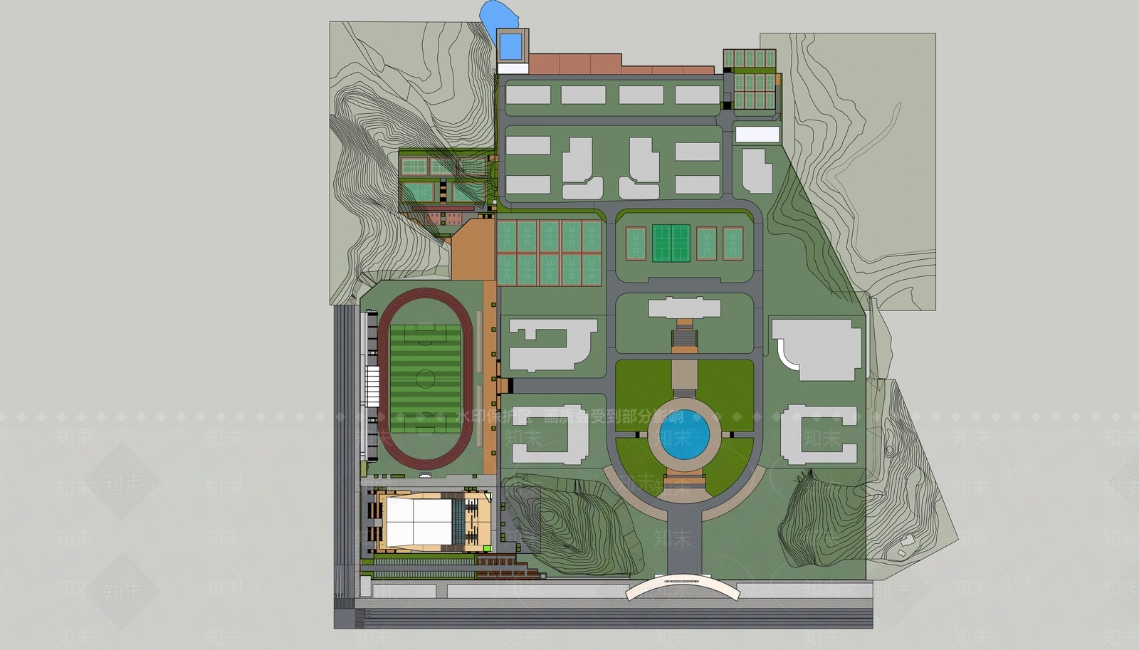 现代体育建筑SU模型下载【ID:1113064480】