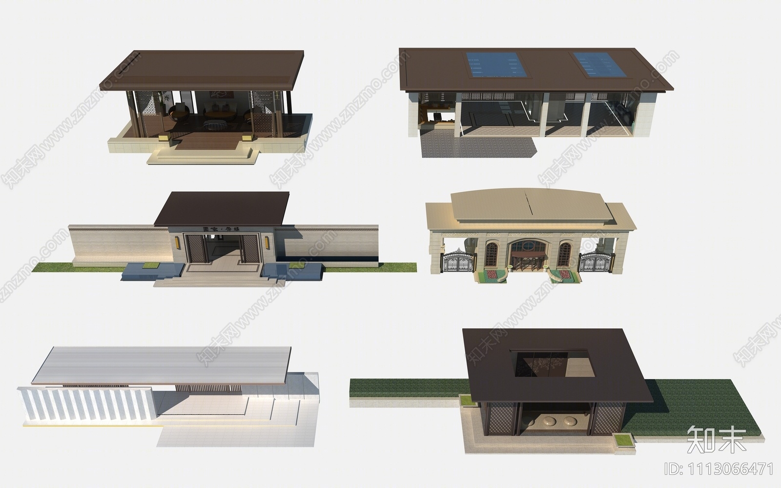 新中式凉亭组合3D模型下载【ID:1113066471】