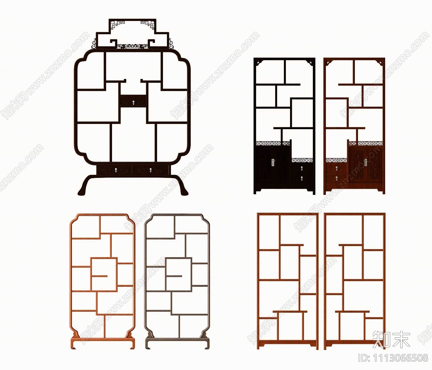 中式博古架3D模型下载【ID:1113066508】