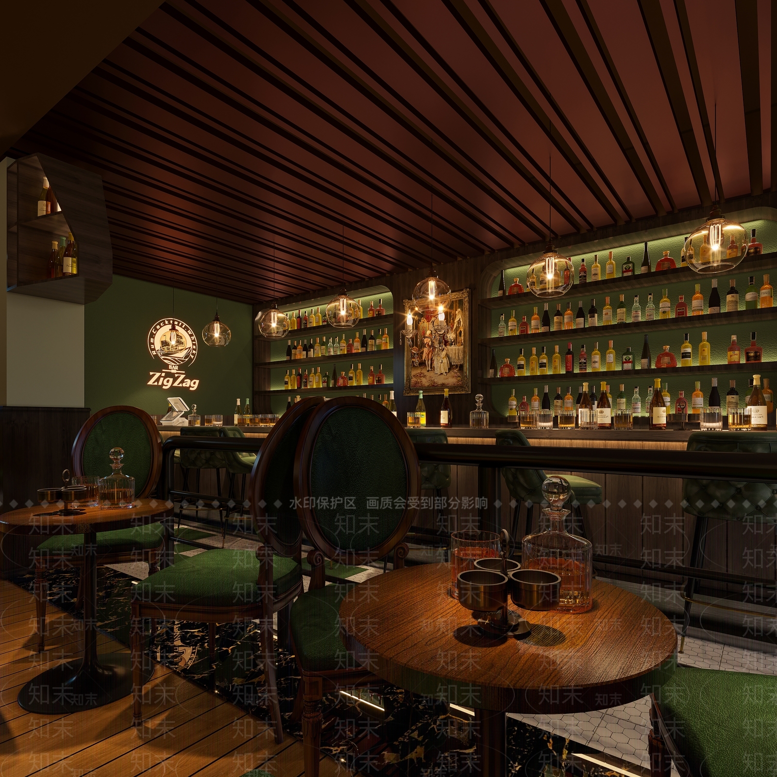 美式复古酒吧3D模型下载【ID:1113066809】