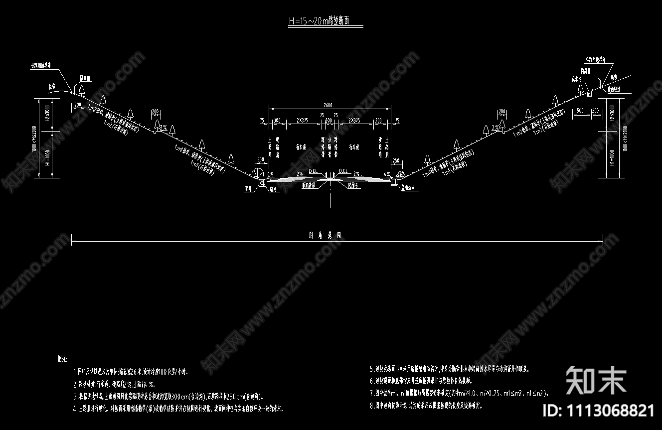 高速公路路基标准横断面设计CAD图纸施工图下载【ID:1113068821】