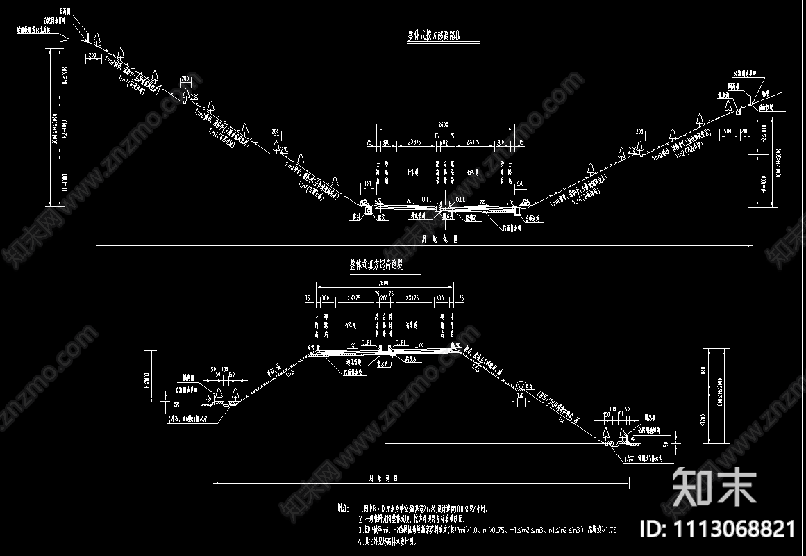 高速公路路基标准横断面设计CAD图纸施工图下载【ID:1113068821】