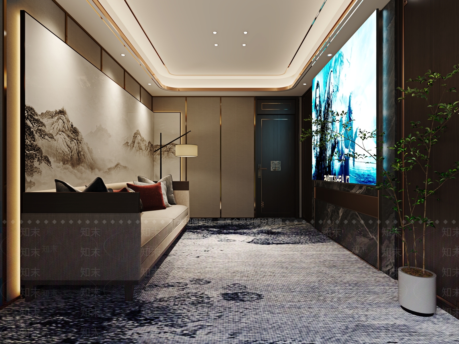 新中式家居影音室3D模型下载【ID:1113073459】