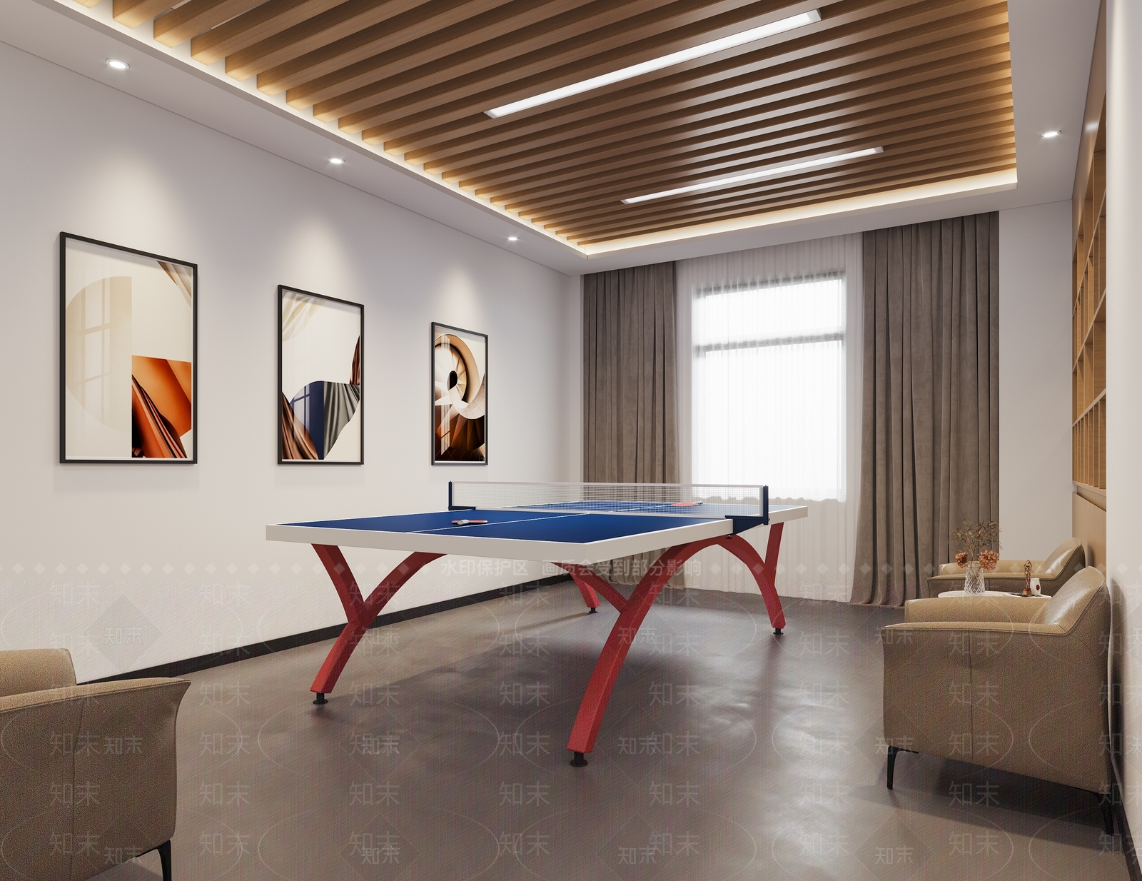 现代乒乓球室3D模型下载【ID:1113072326】