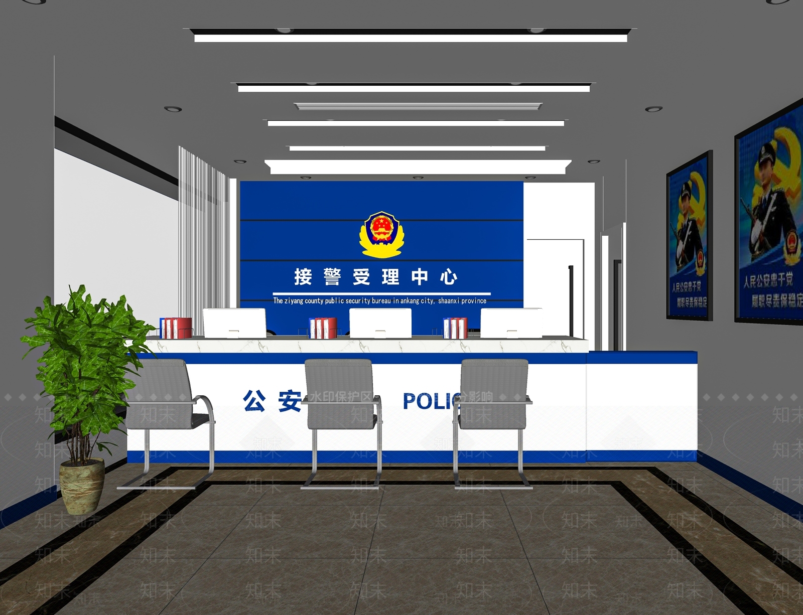 现代公共办事大厅SU模型下载【ID:1113073745】