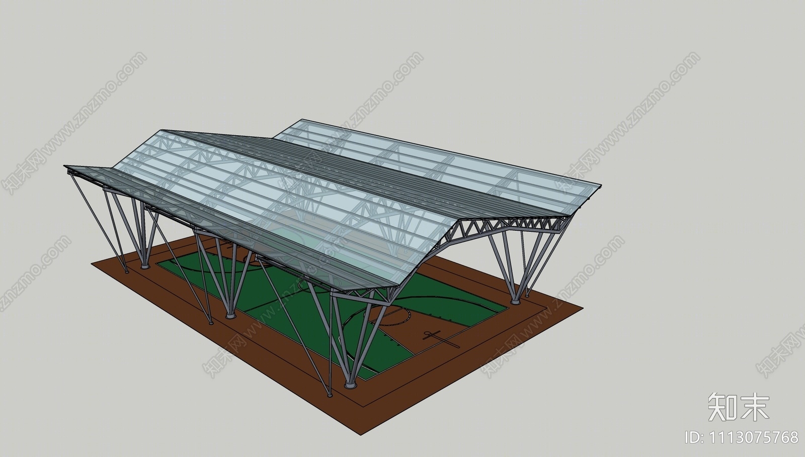 现代风雨篮球场SU模型下载【ID:1113075768】