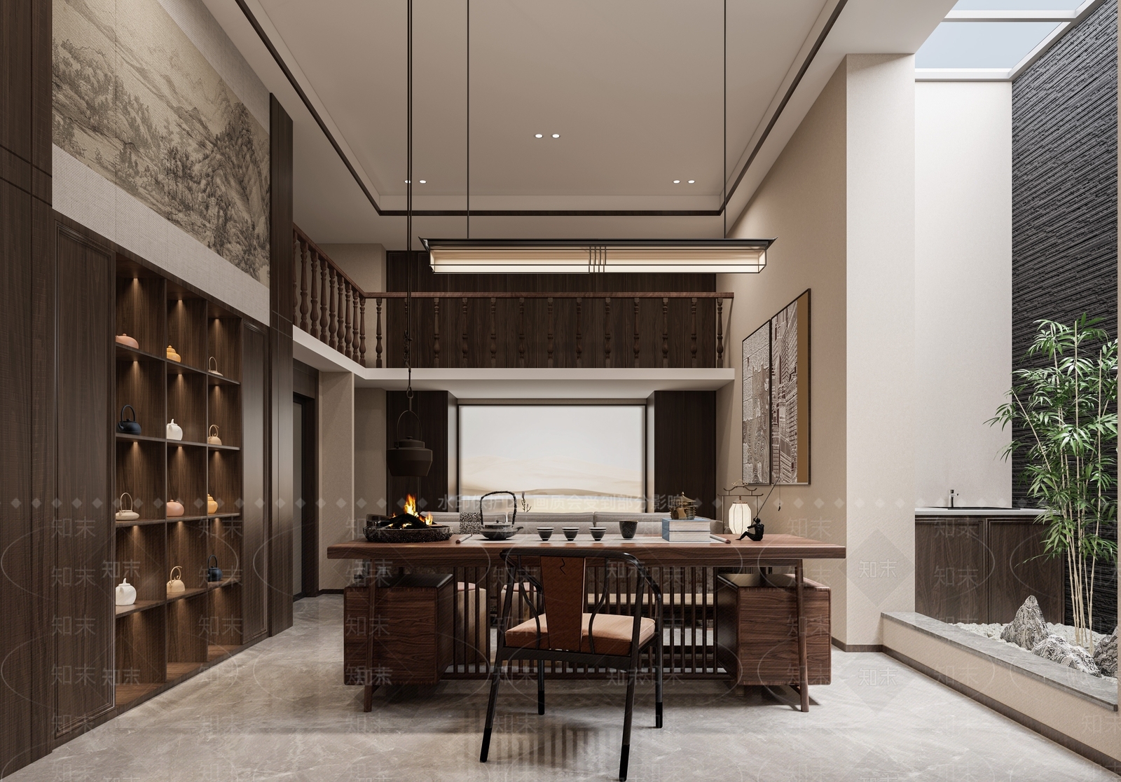 新中式地下室茶室3D模型下载【ID:1113089173】_知末3d模型网