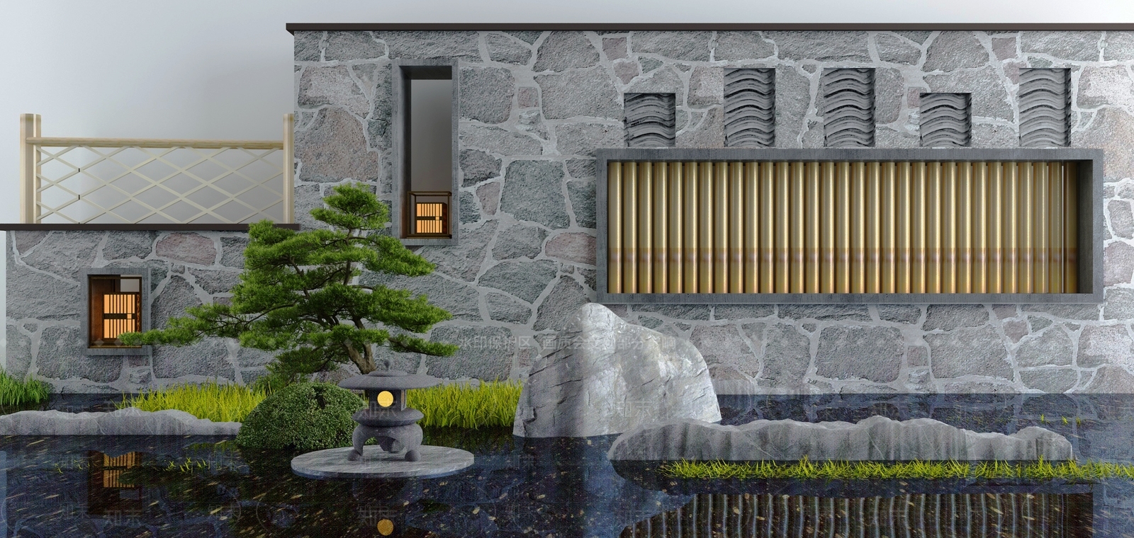 新中式假山水景3D模型下载【ID:1113105373】
