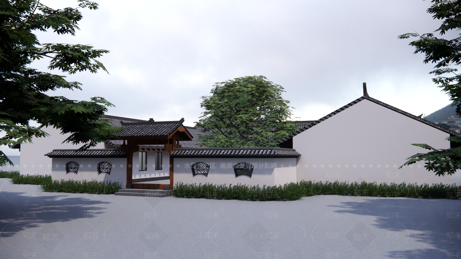 中式四合院SU模型下载【ID:1113476485】