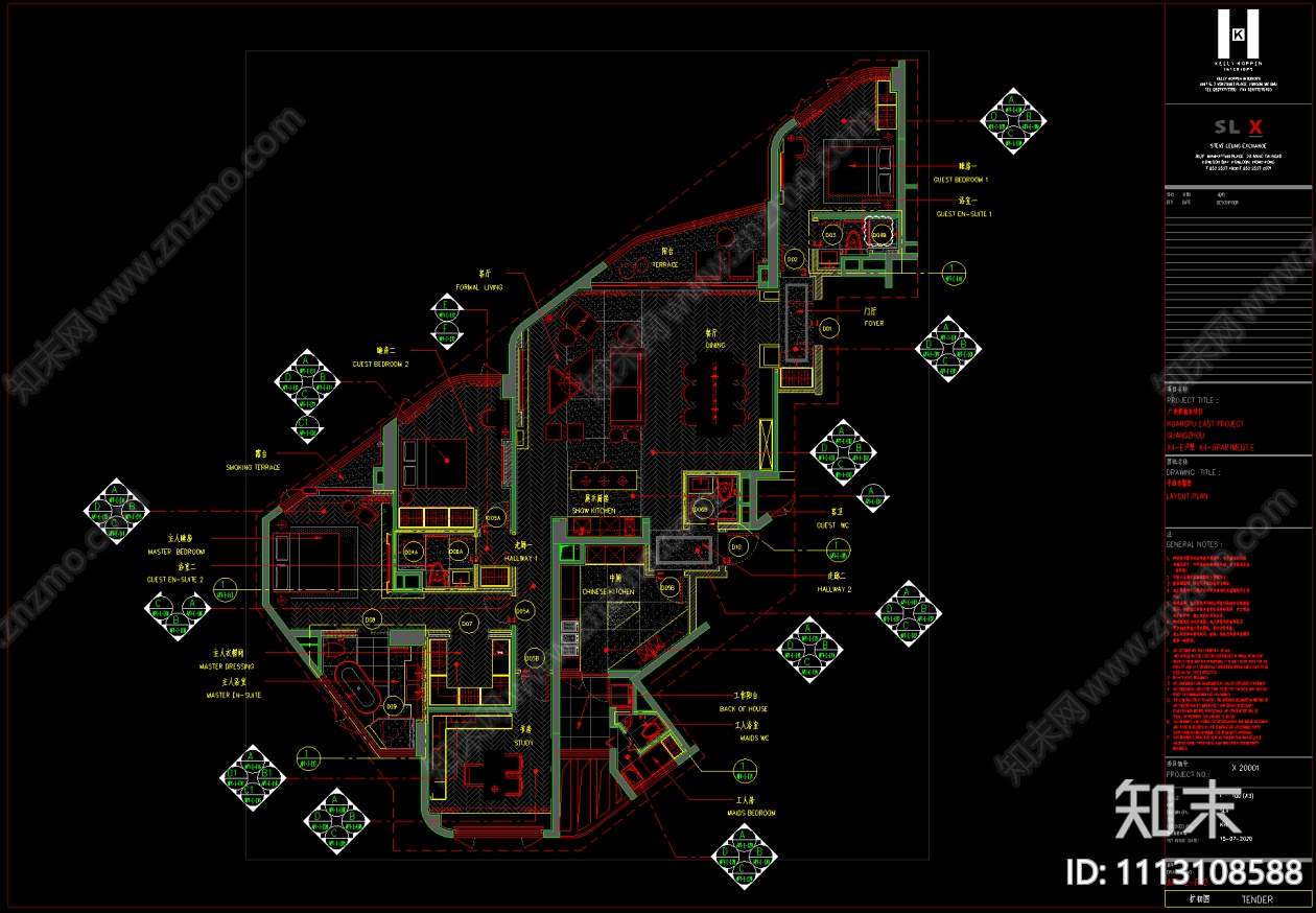 现代简约住宅空间施工图效果图cad施工图下载【ID:1113108588】