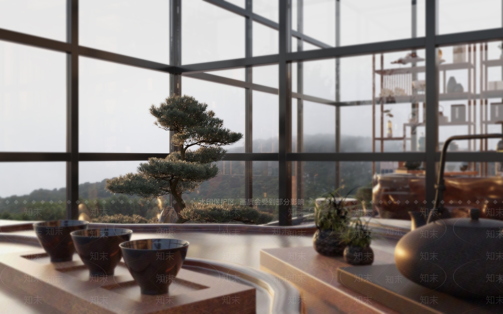 新中式别墅阳光房3D模型下载【ID:1113110937】