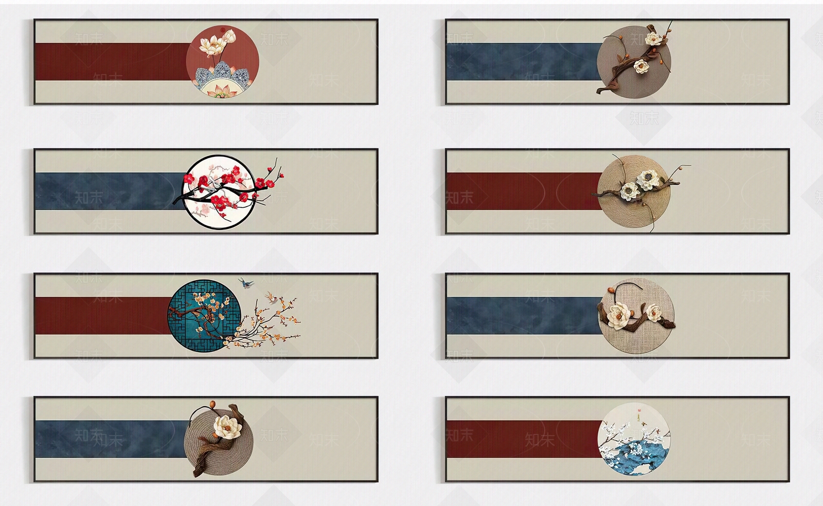 新中式轻奢建筑装饰画贴图下载【ID:1113124623】