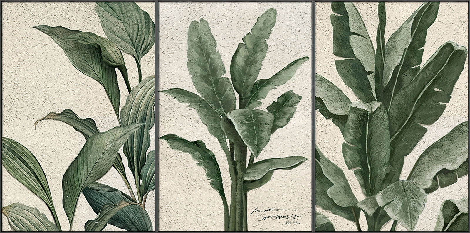 侘寂风玄关绿植大叶走廊过道装饰画贴图下载【ID:1113135021】