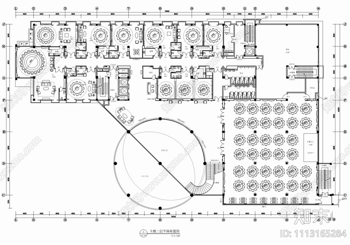 2300㎡中餐厅及宴会厅CAD施工图cad施工图下载【ID:1113165284】