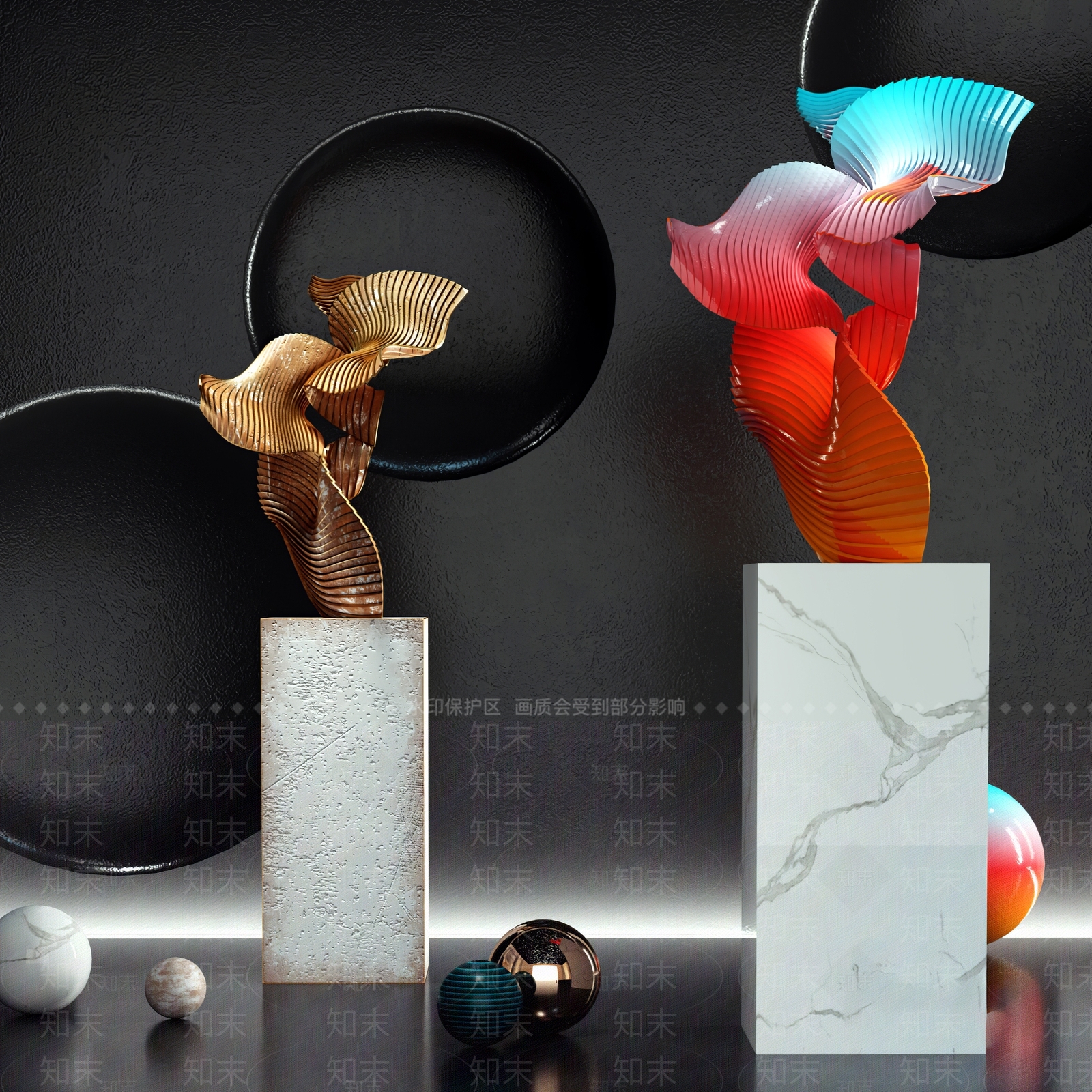 现代工艺雕塑SU模型下载【ID:1113915703】