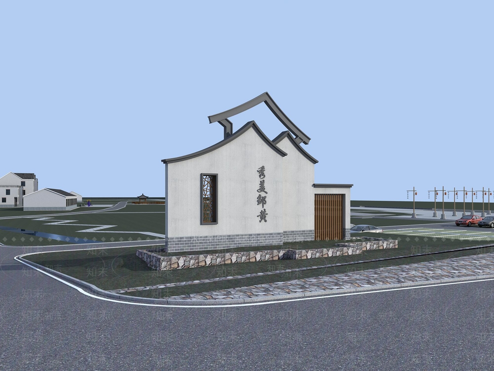 新中式指示牌3D模型下载【ID:1113179421】
