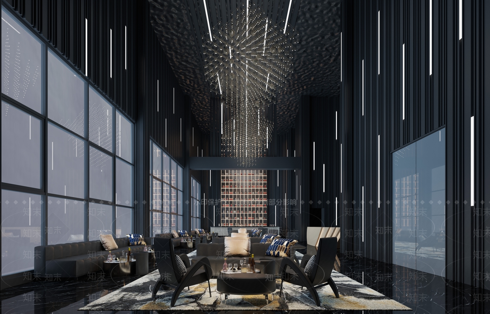 现代酒吧大堂3D模型下载【ID:1113180761】