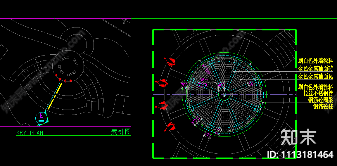 欧式古典亭子施工图cad施工图下载【ID:1113181464】