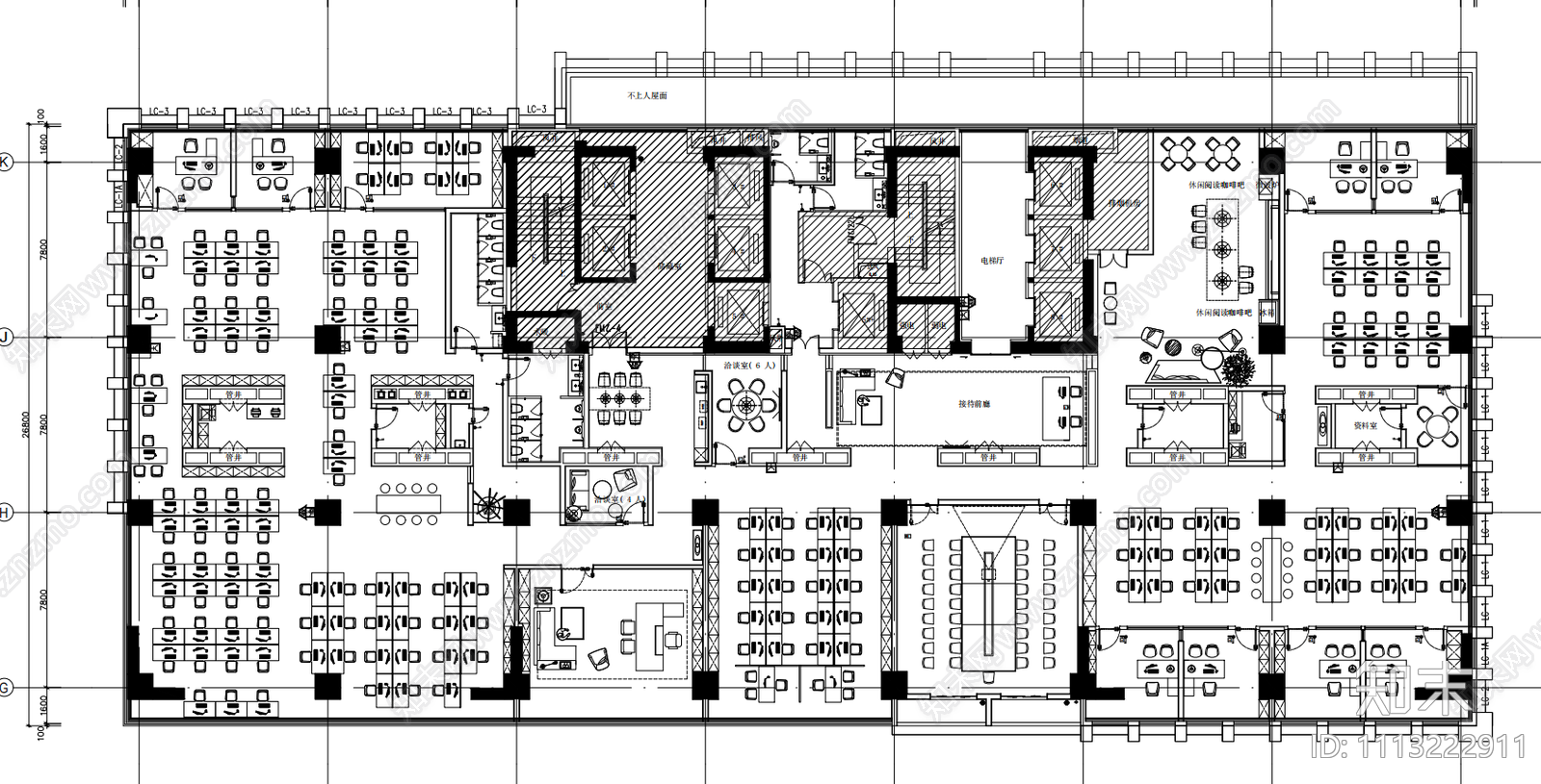 现代简约西安西来登办公室施工图cad施工图下载【ID:1113222911】