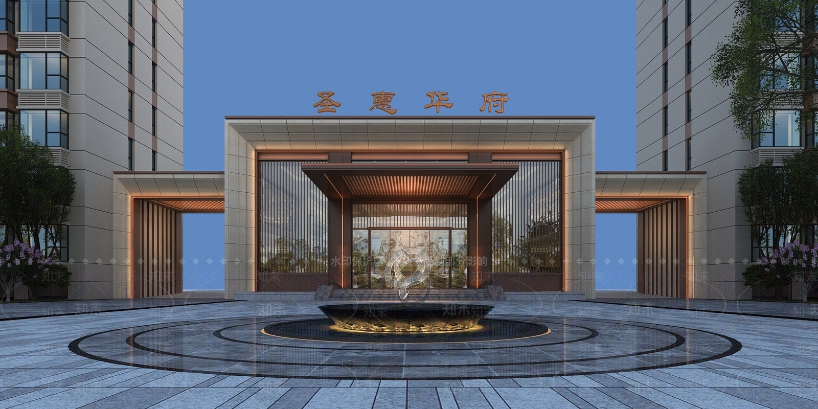 新中式住宅入口大门3D模型下载【ID:1113233435】
