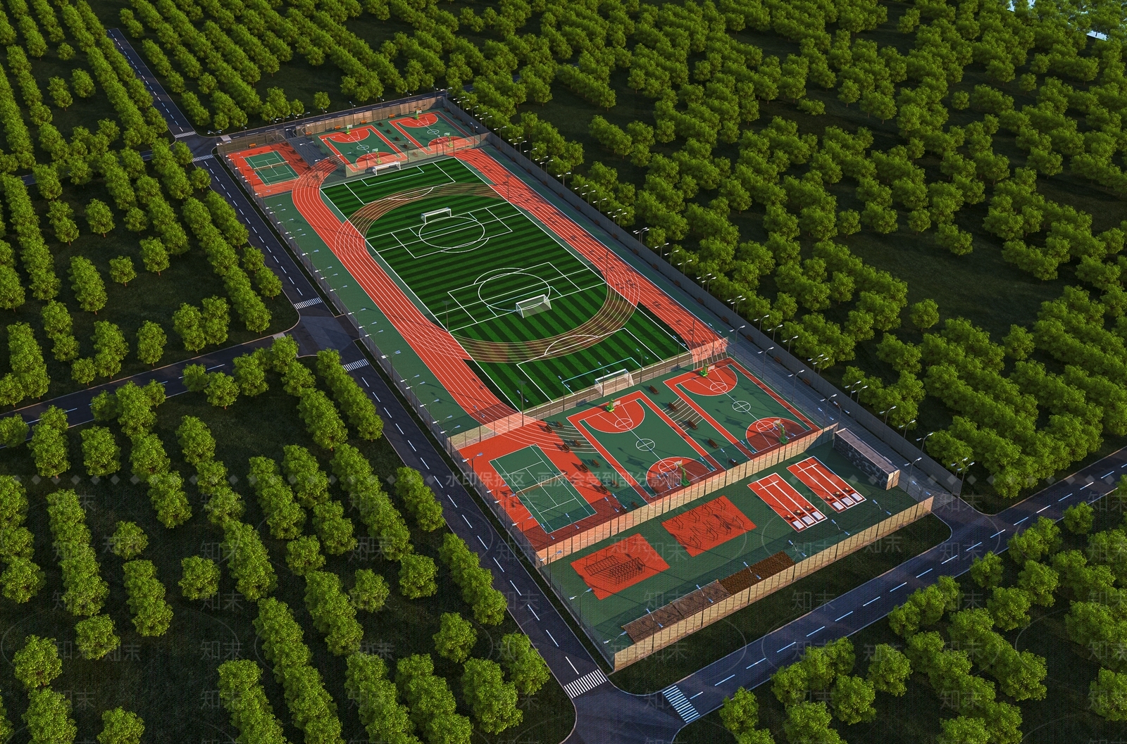 现代篮球场SU模型下载【ID:1113247262】