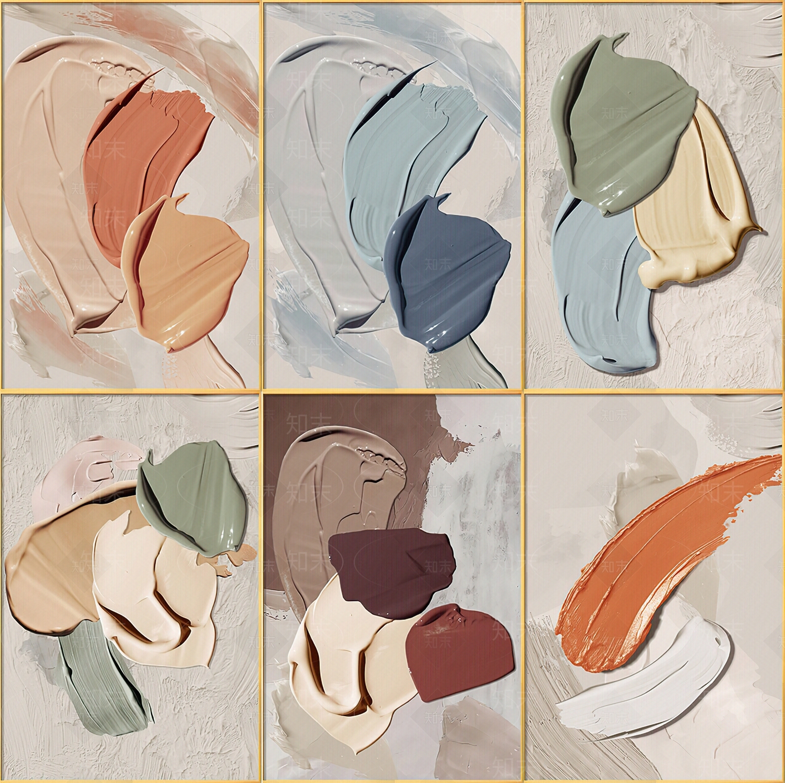 现代极简轻奢抽象肌理奶油色玄关装饰画贴图下载【id:1113250654】