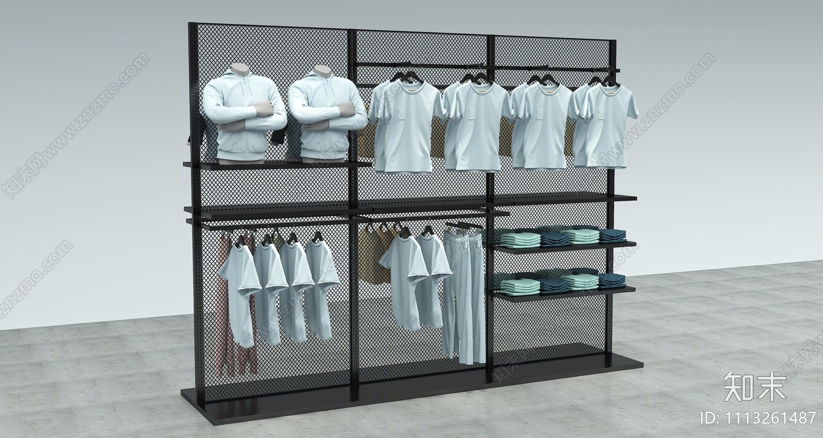 现代运动鞋服店展示架3D模型下载【ID:1113261487】