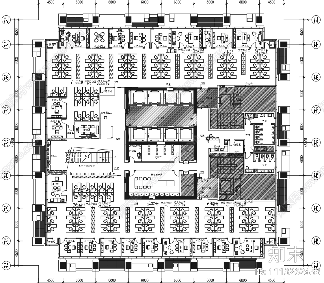 现代集团公司办公室cad施工图下载【ID:1113262453】