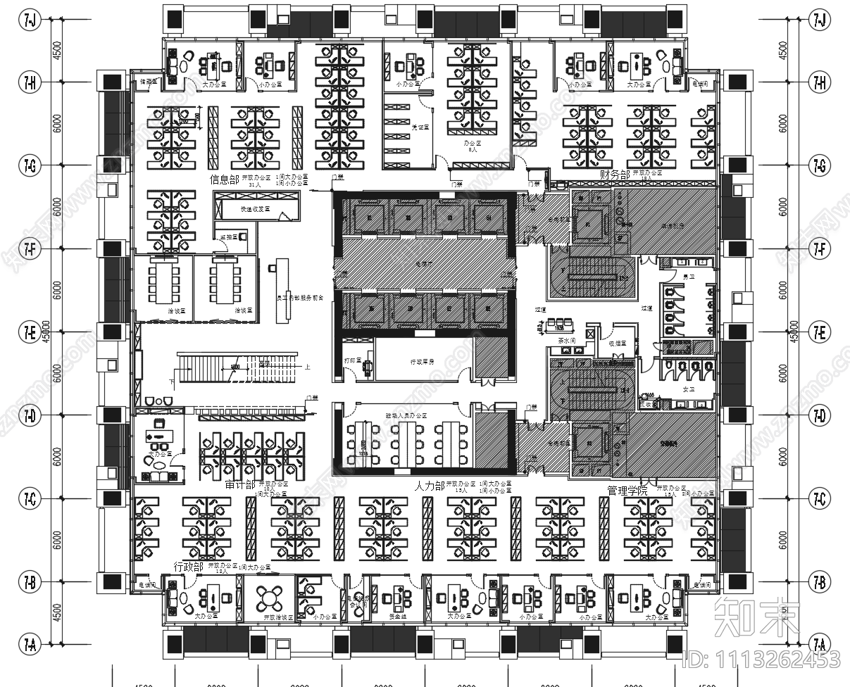 现代集团公司办公室cad施工图下载【ID:1113262453】