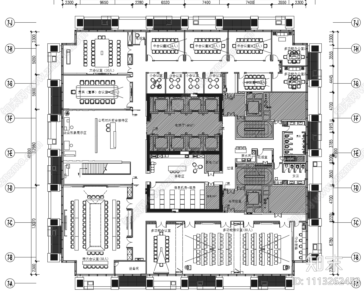 现代集团公司办公室cad施工图下载【ID:1113262453】