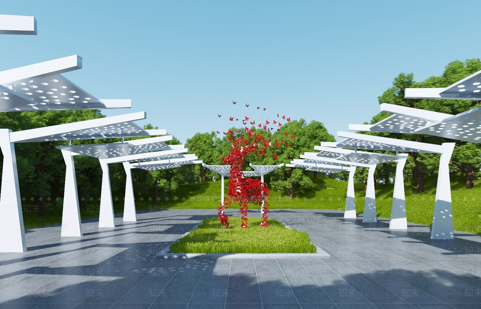 现代廊架3D模型下载【ID:1113274622】