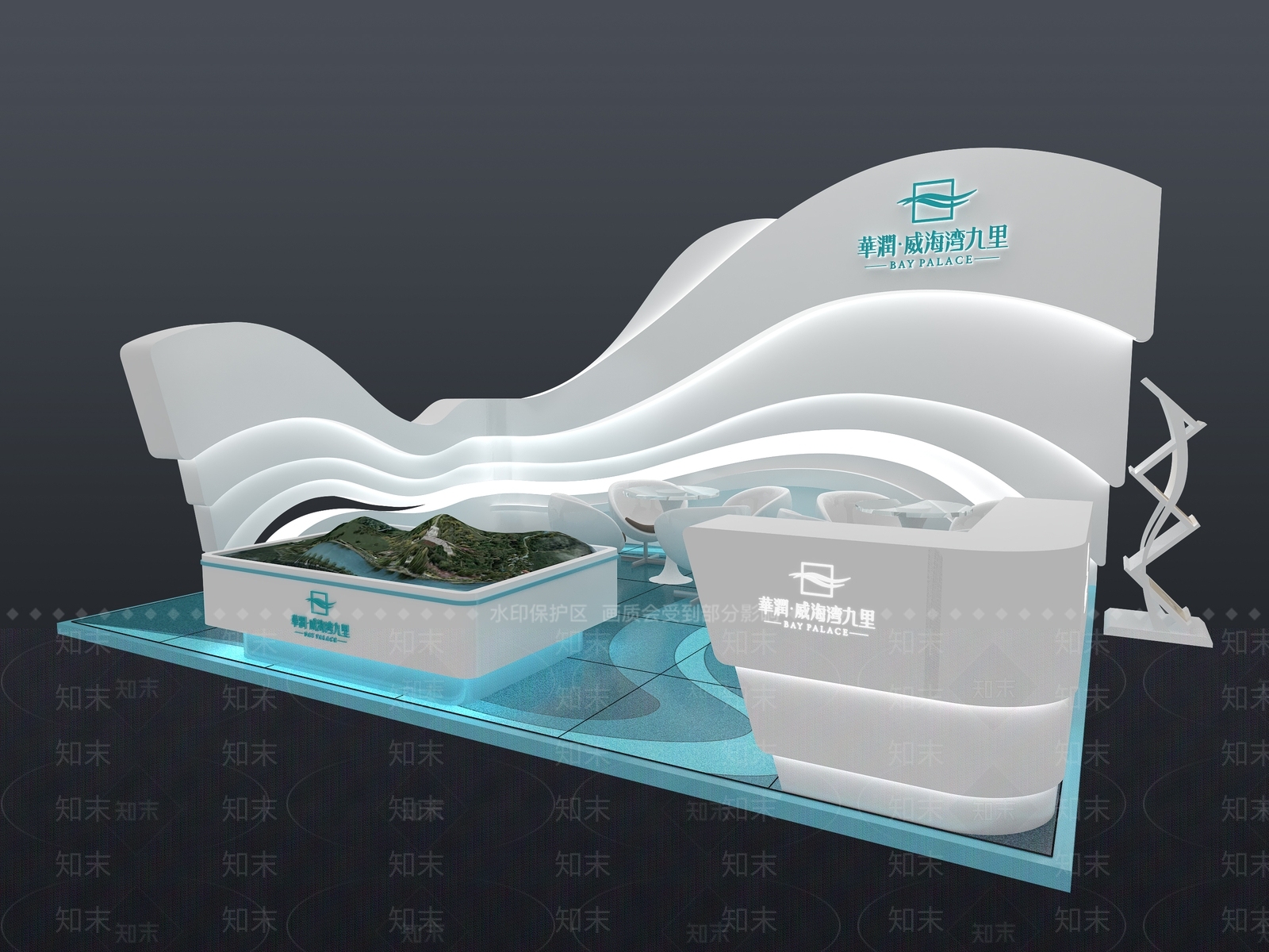 现代海主题快闪展位3D模型下载【ID:1113277952】