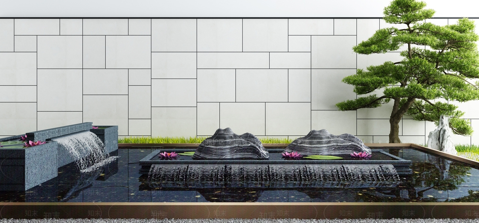 新中式假山水景3D模型下载【ID:1113285521】