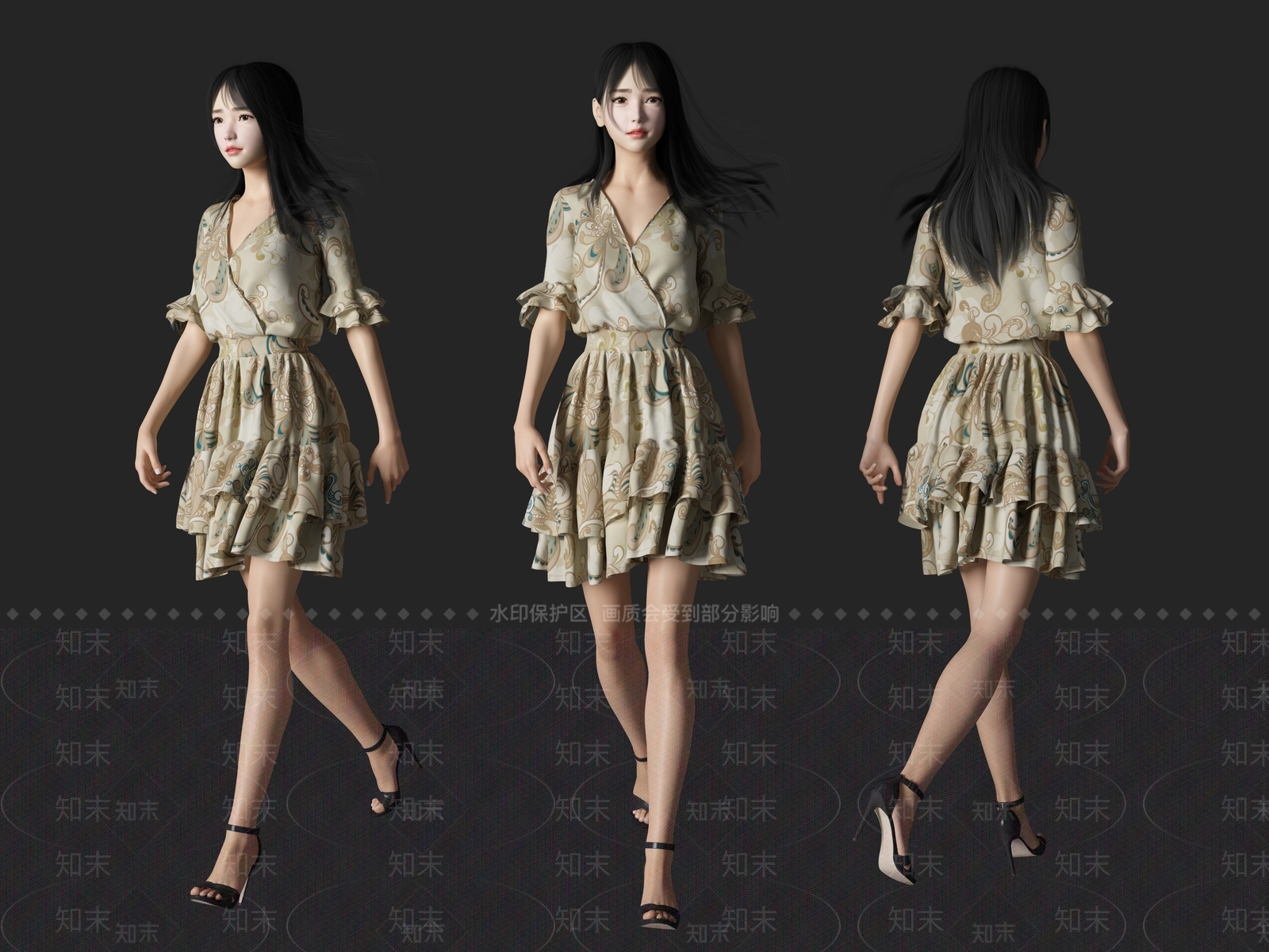 现代穿裙子女人SU模型下载【ID:1113284121】