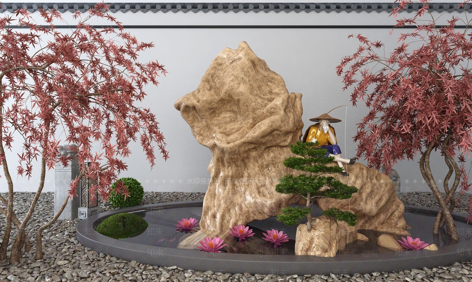 新中式假山水景3D模型下载【ID:1113286864】