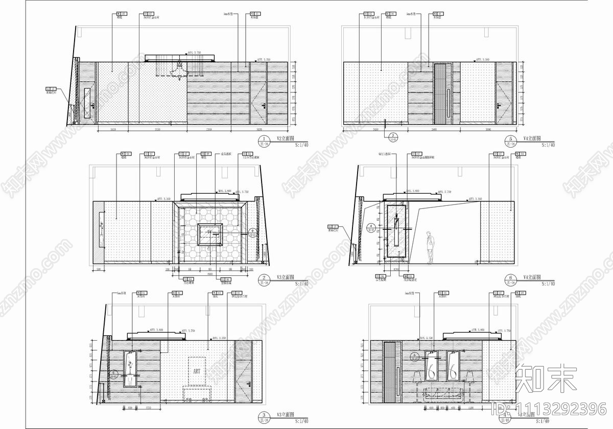 2000㎡中餐厅宴会厅CAD施工图施工图下载【ID:1113292396】