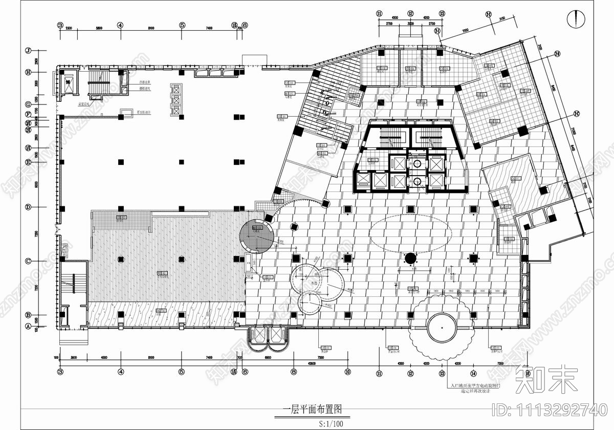 某酒店一層大堂自助餐吧後勤區cad施工圖施工圖下載