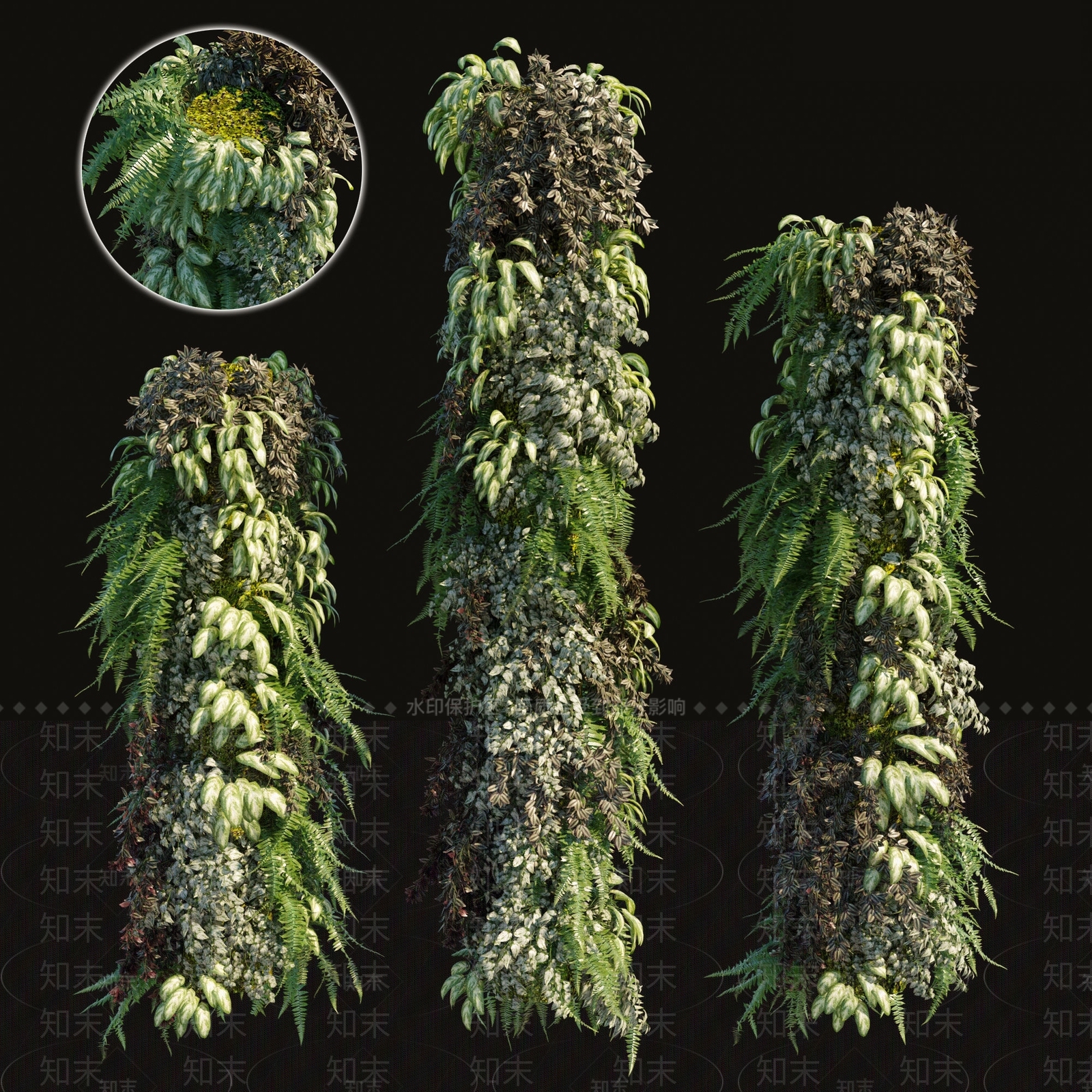 现代绿植墙3D模型下载【ID:1113308905】