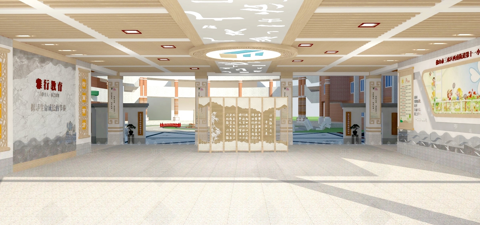 新中式其它学校空间SU模型下载【ID:1113310807】