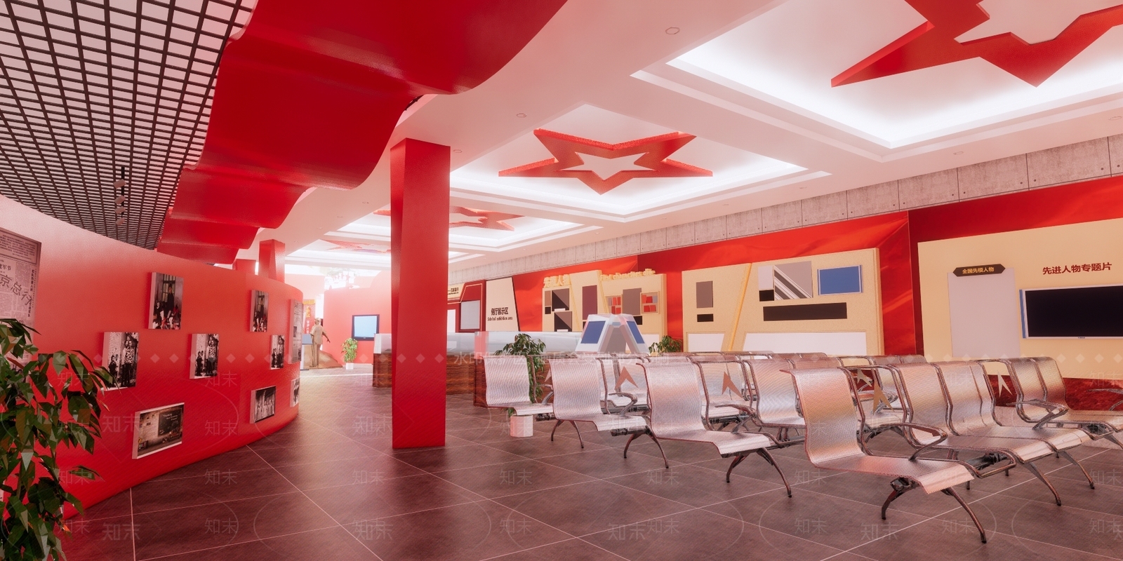 现代党建展厅SU模型下载【ID:1113311155】
