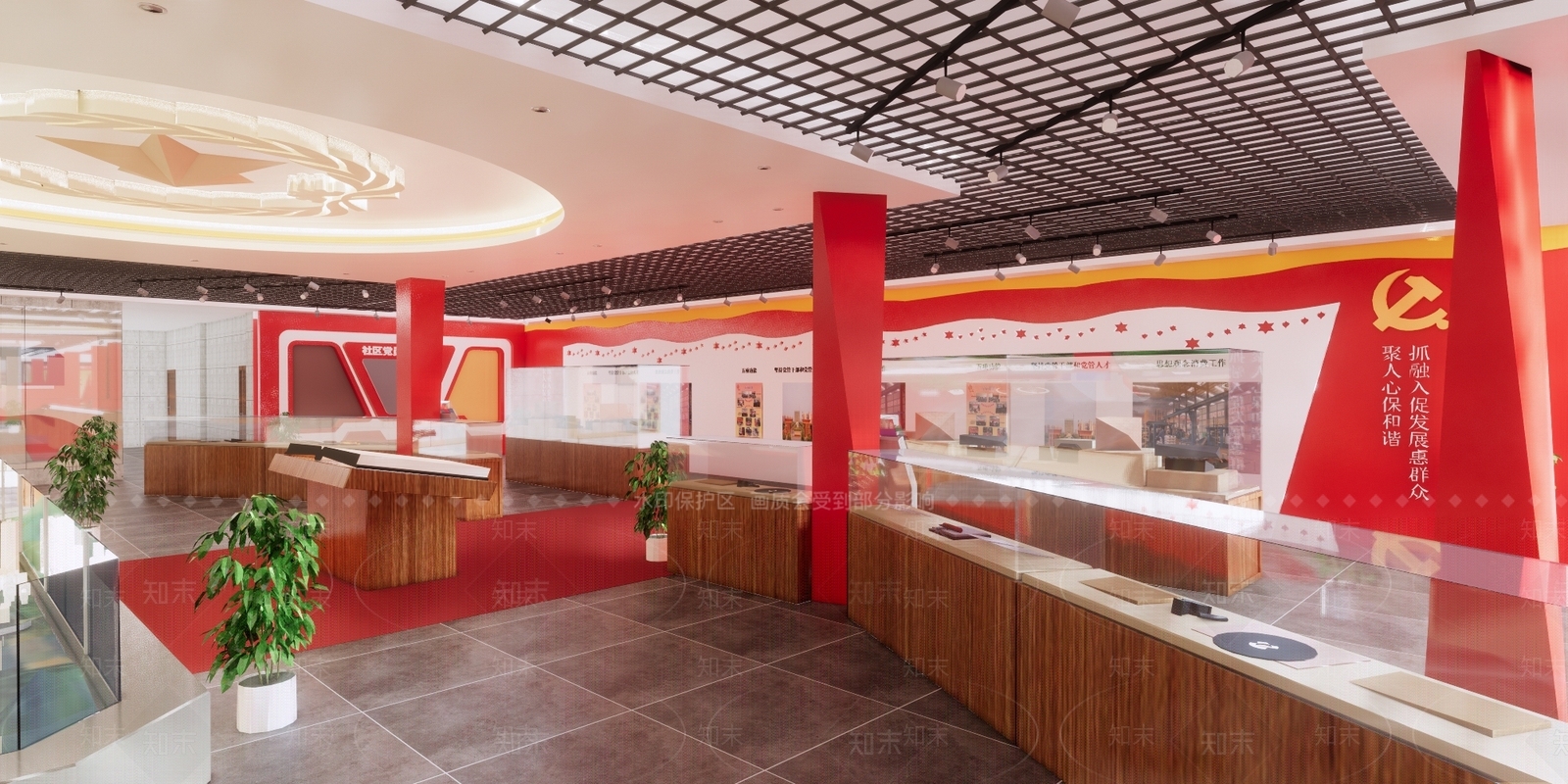 现代党建展厅SU模型下载【ID:1113311155】