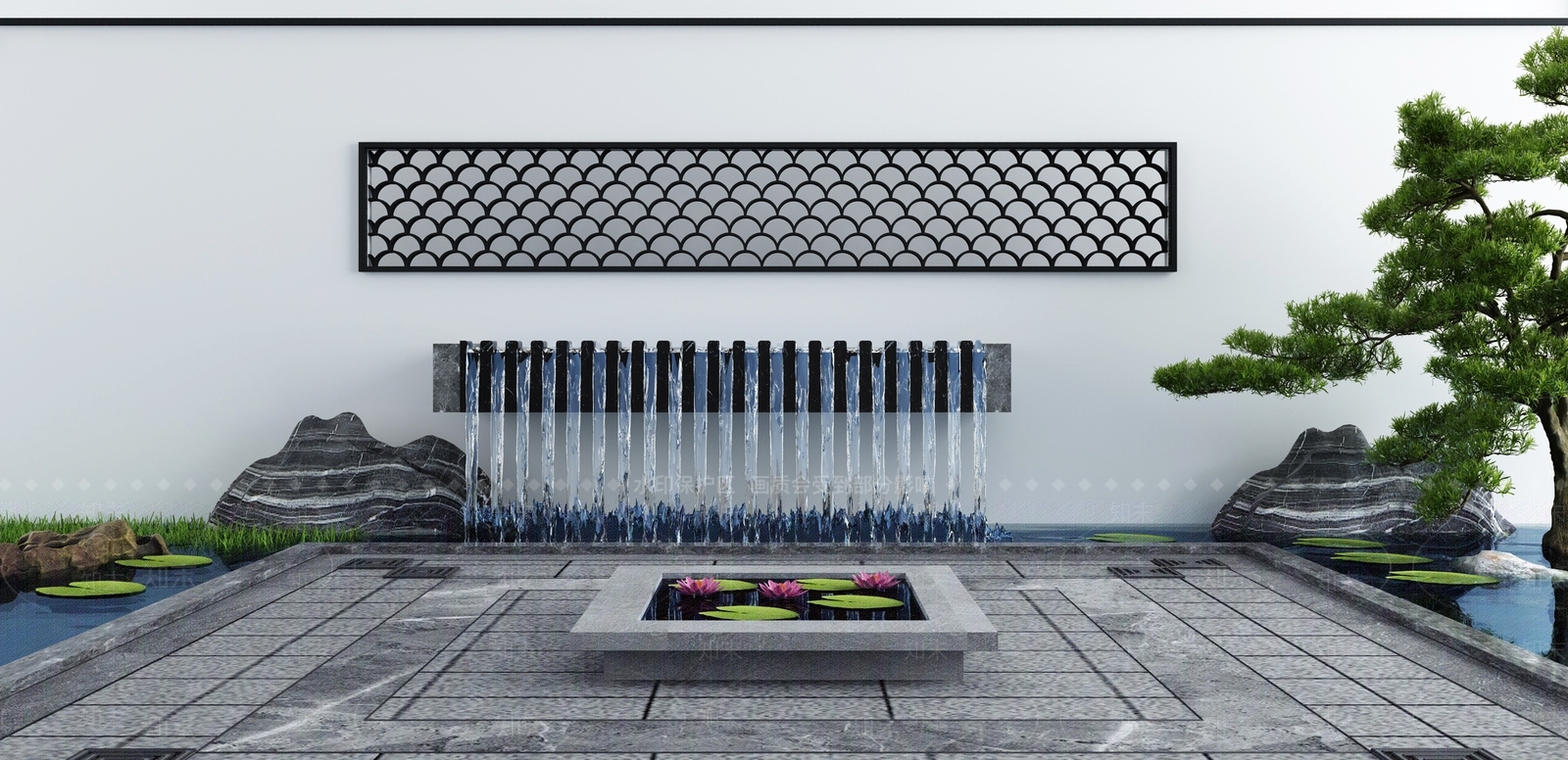 新中式假山水景3D模型下载【ID:1113347810】